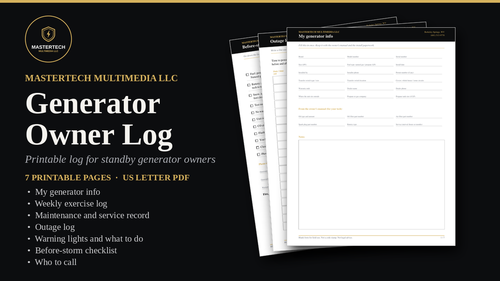 Generator Owner Log cover