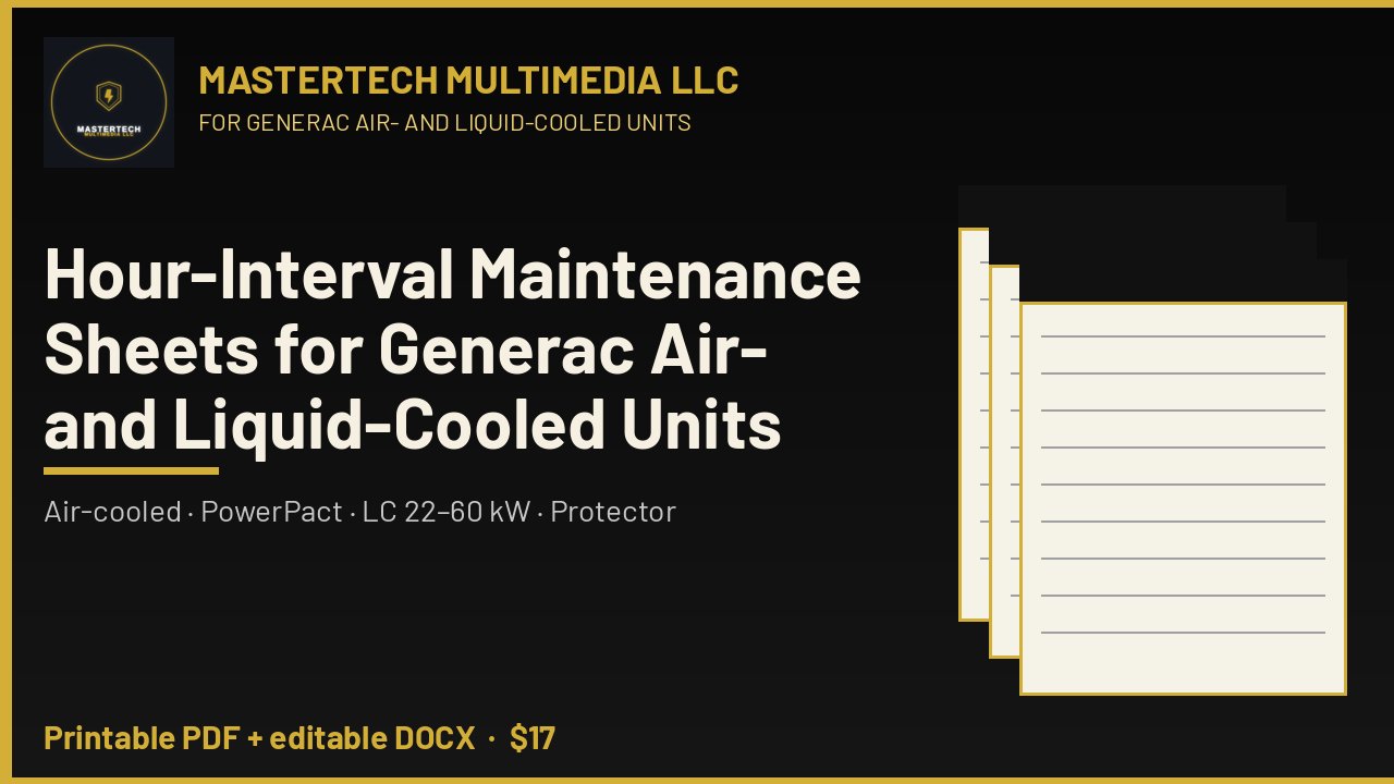 Generator Hour-Interval Maintenance Sheets: Air- & Liquid-Cooled Units cover