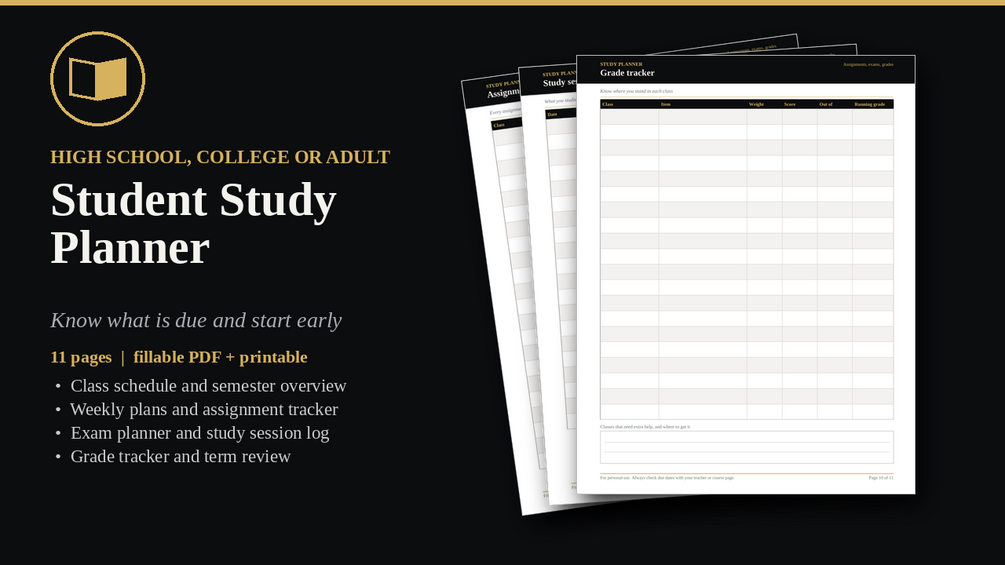 Student Study Planner cover