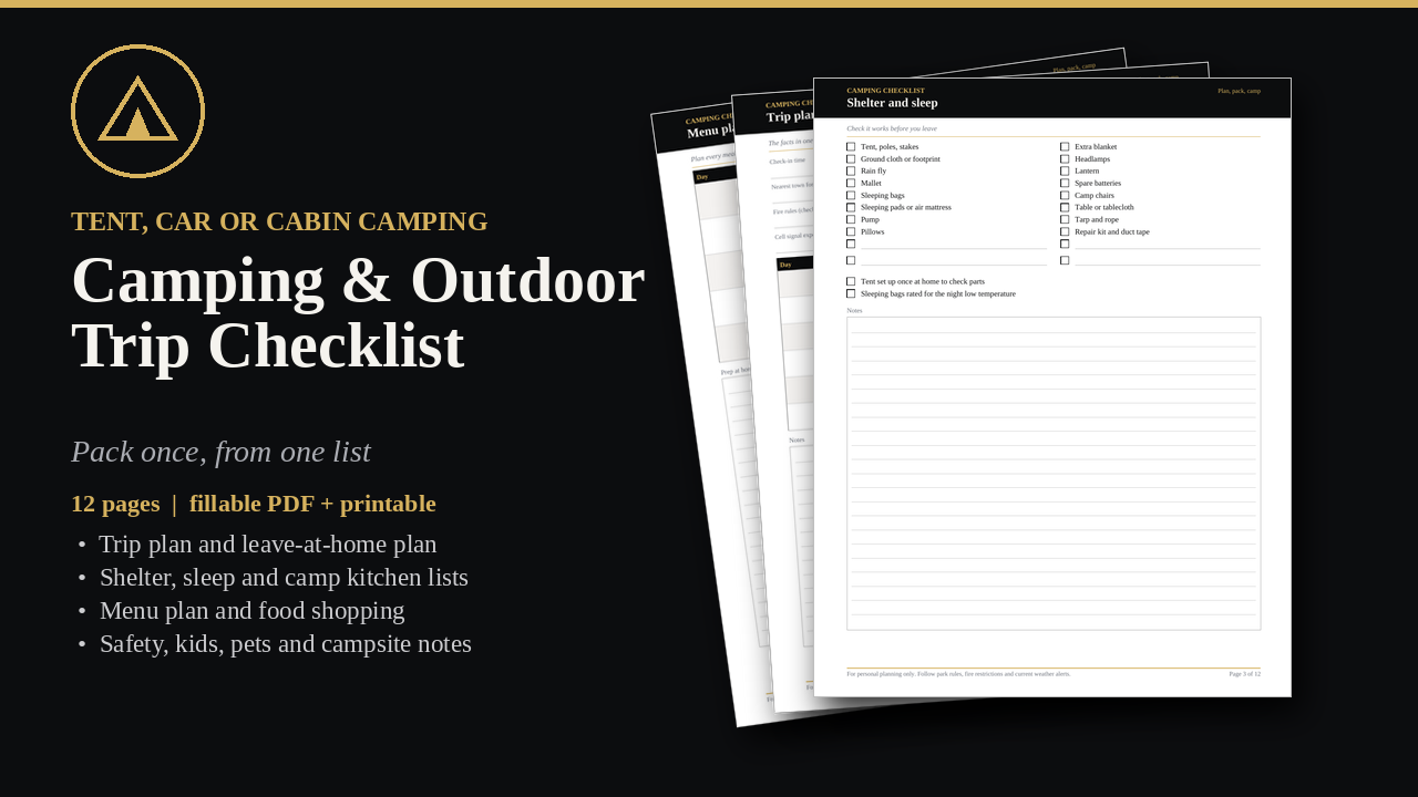 Camping & Outdoor Trip Checklist cover