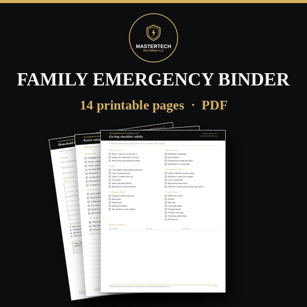 Family Emergency Binder cover