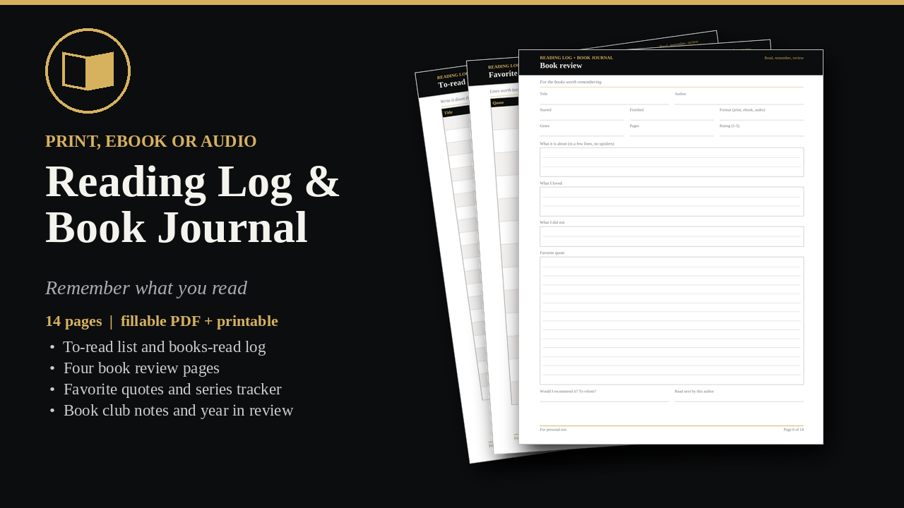 Reading Log & Book Journal cover
