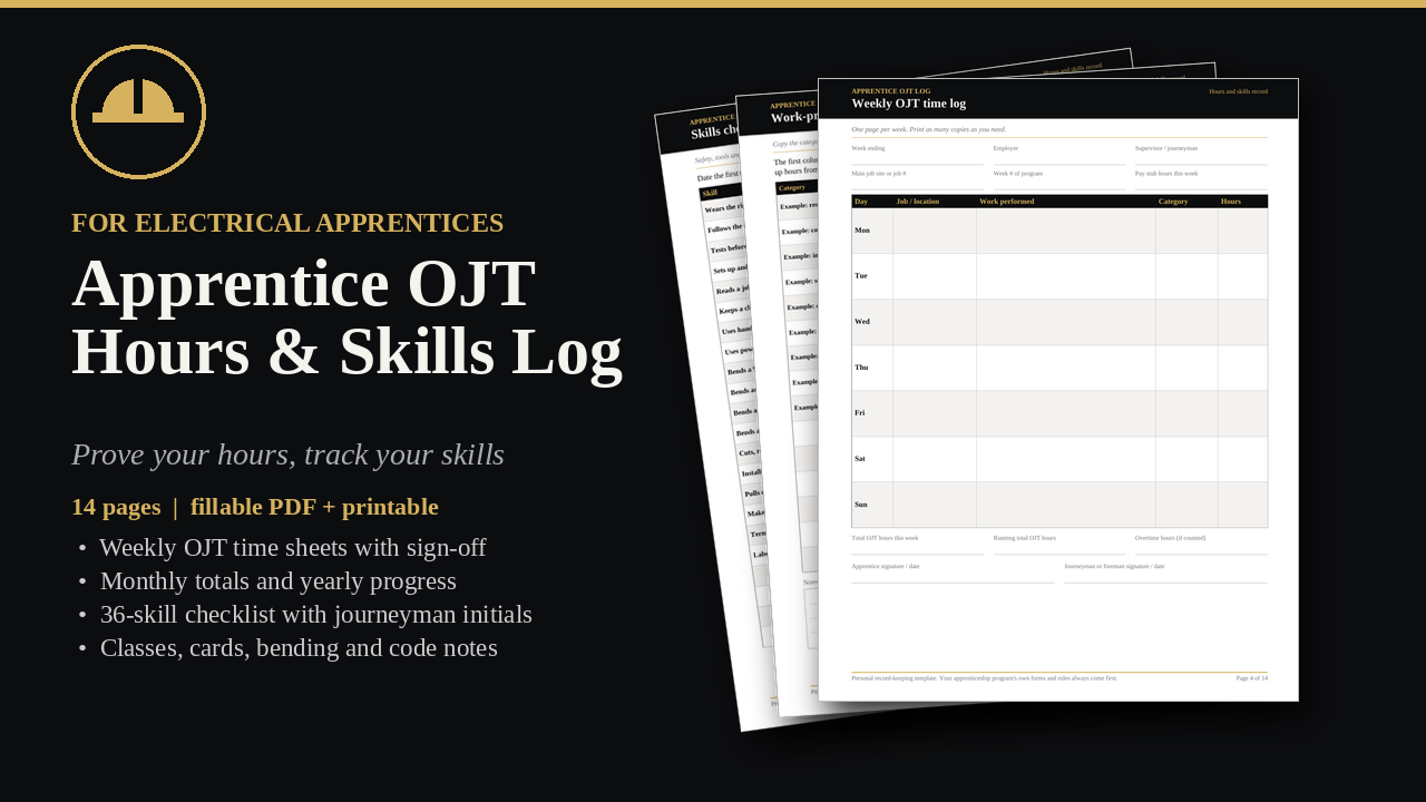 Electrician Apprentice OJT Hours & Skills Log cover