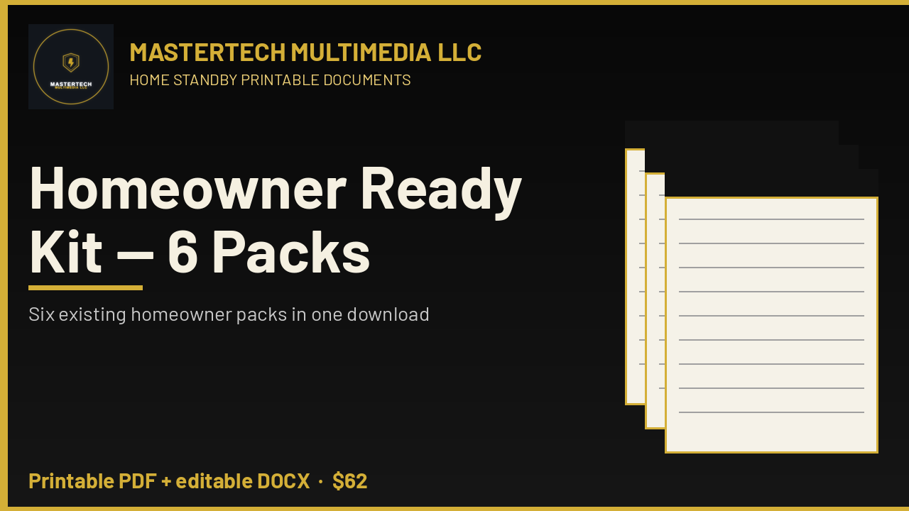 Homeowner Ready Kit — Home Standby (6 Packs) cover