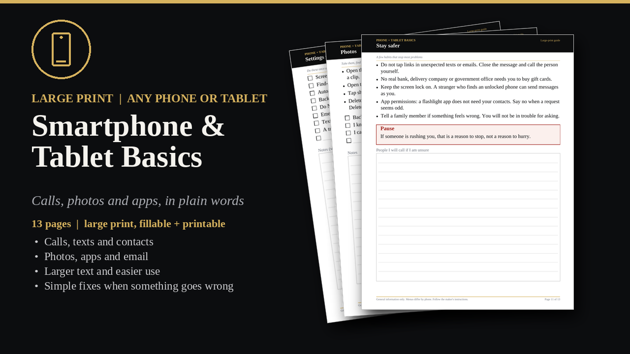 Smartphone & Tablet Basics Guide for Seniors cover