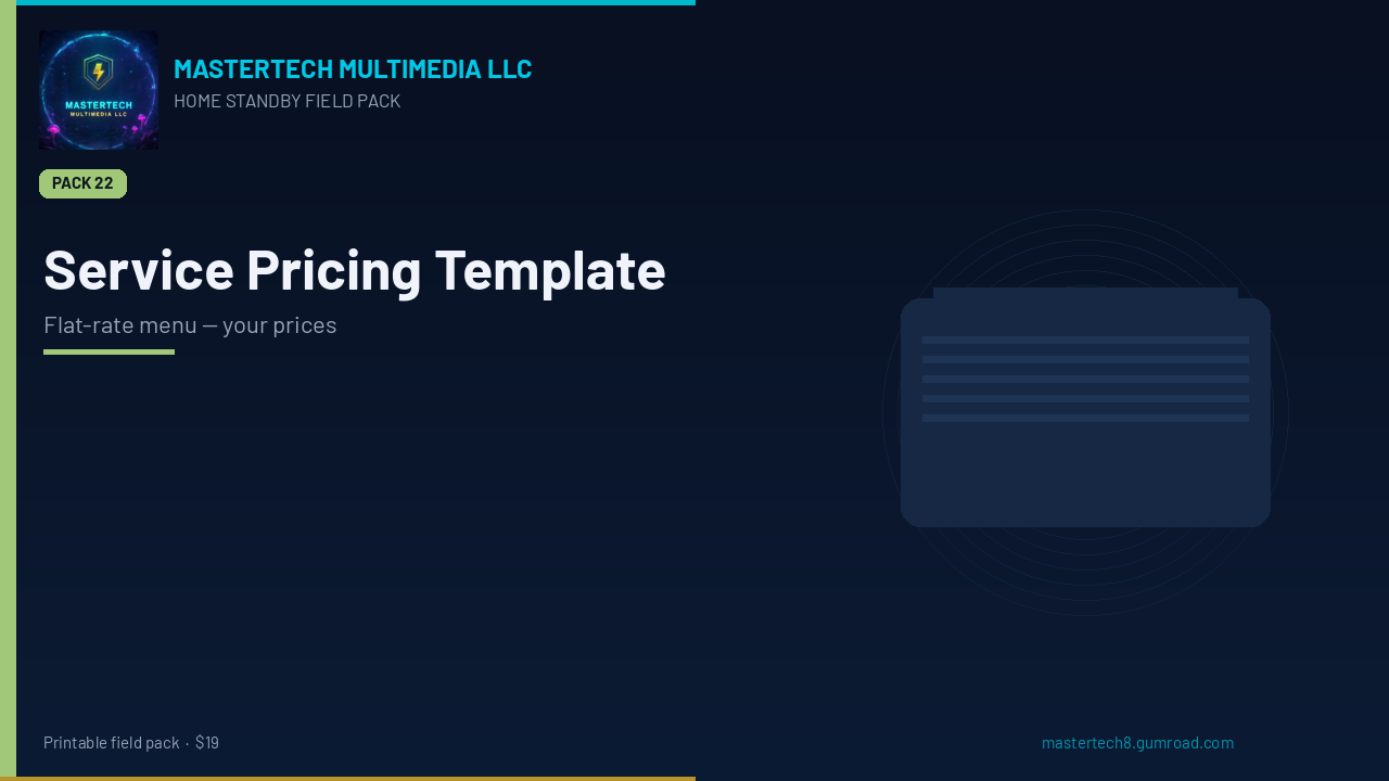 Home Standby Service Pricing & Labor Guide (Flat-Rate Template) cover