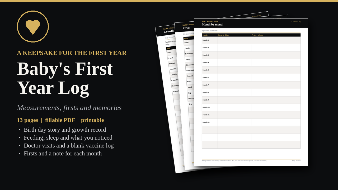 Baby's First Year Log cover