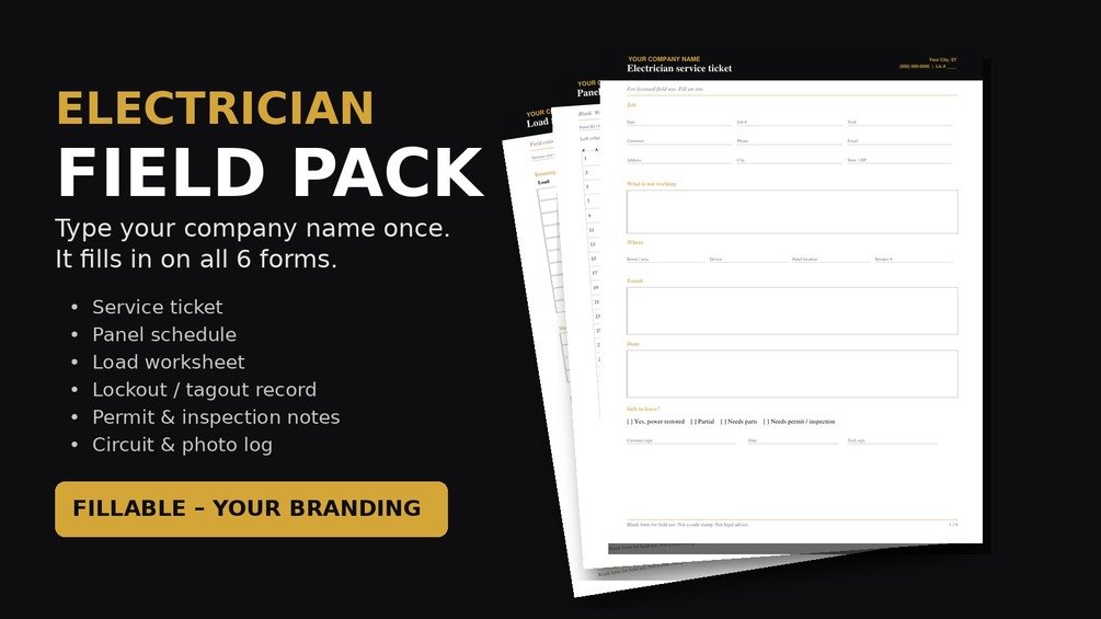 Electrician Pack – Fillable cover
