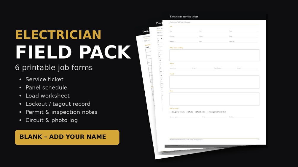 Electrician Pack – Blank cover