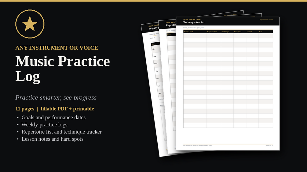 Music Practice Log cover