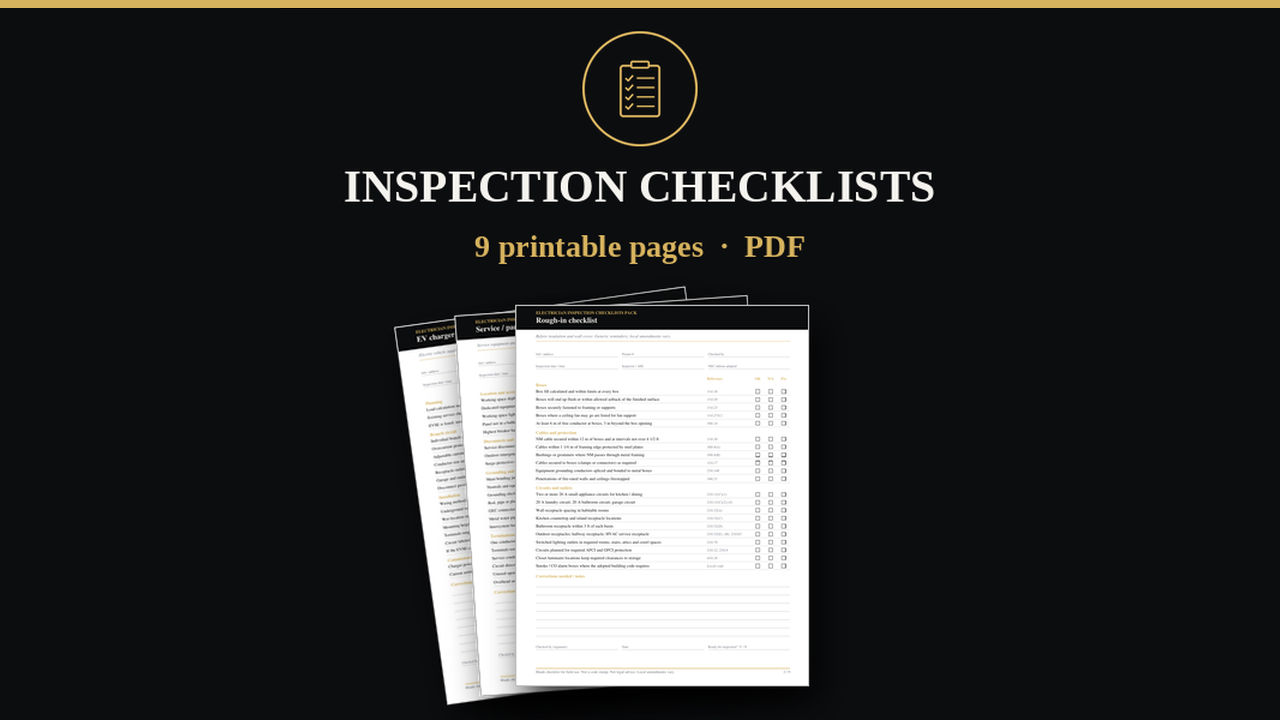 Electrician Inspection Checklists Pack cover