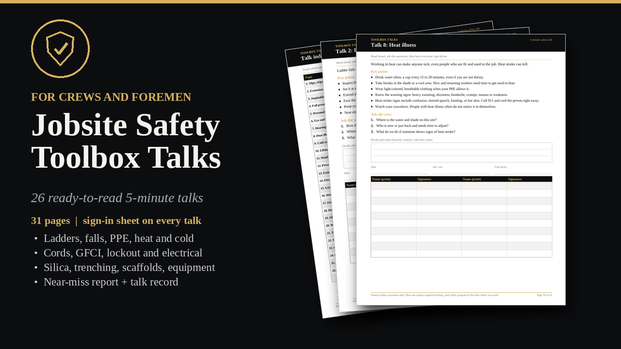Jobsite Safety Toolbox Talks cover