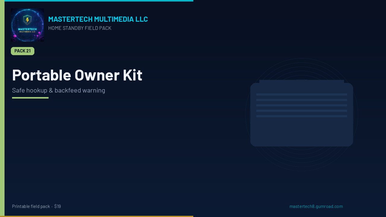 Portable Generator Owner Safety Kit (Home Backup) cover
