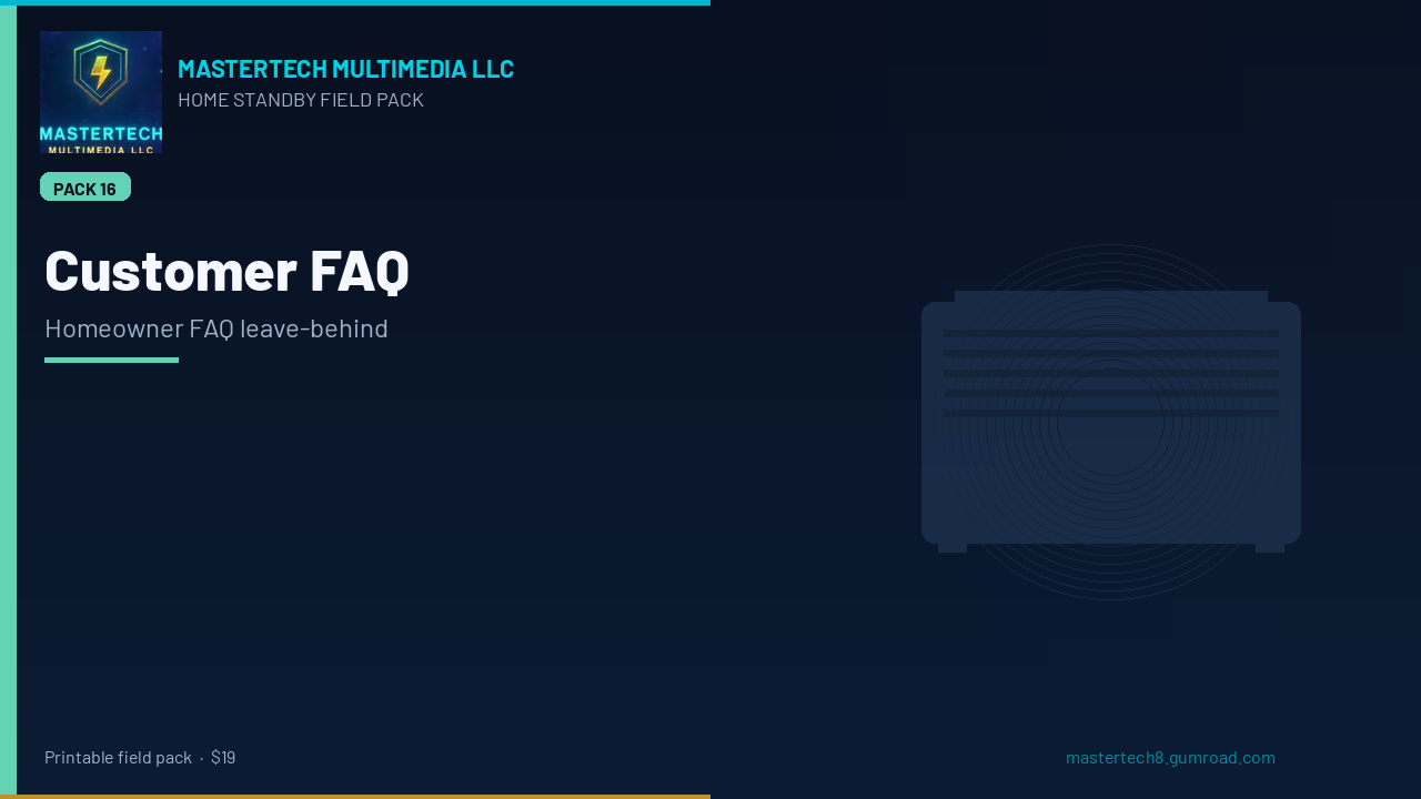 Home Standby Customer FAQ Leave-Behind Pack cover