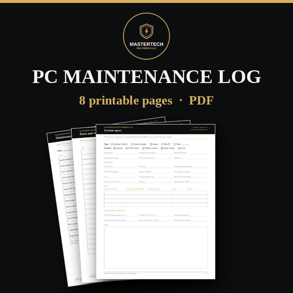 PC Build and Maintenance Log cover
