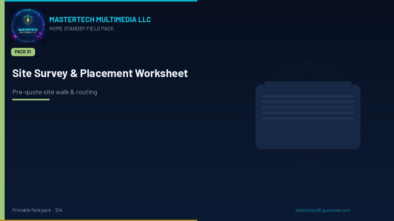 Home Standby Site Survey & Placement Worksheet cover