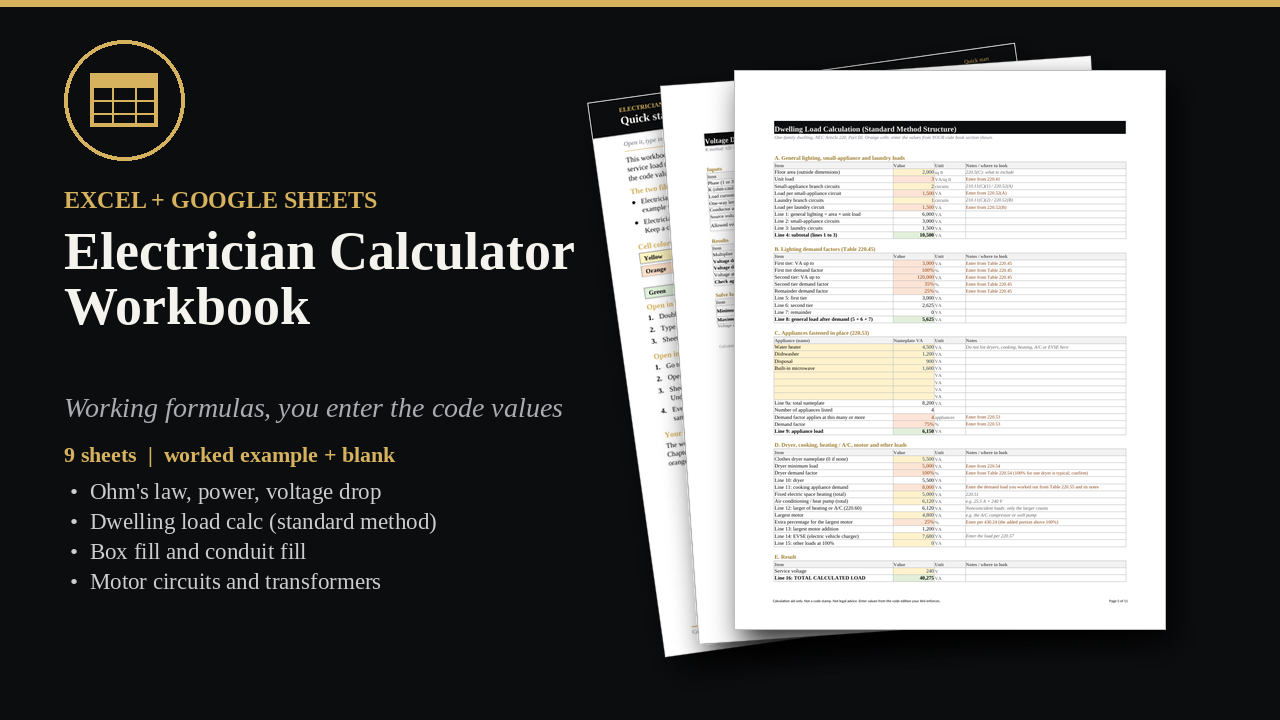 Electrician Calculator Workbook cover