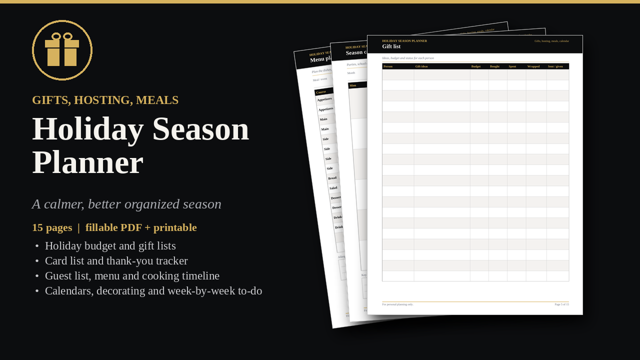 Holiday Season Planner cover