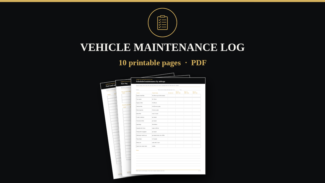 Vehicle Maintenance Log cover