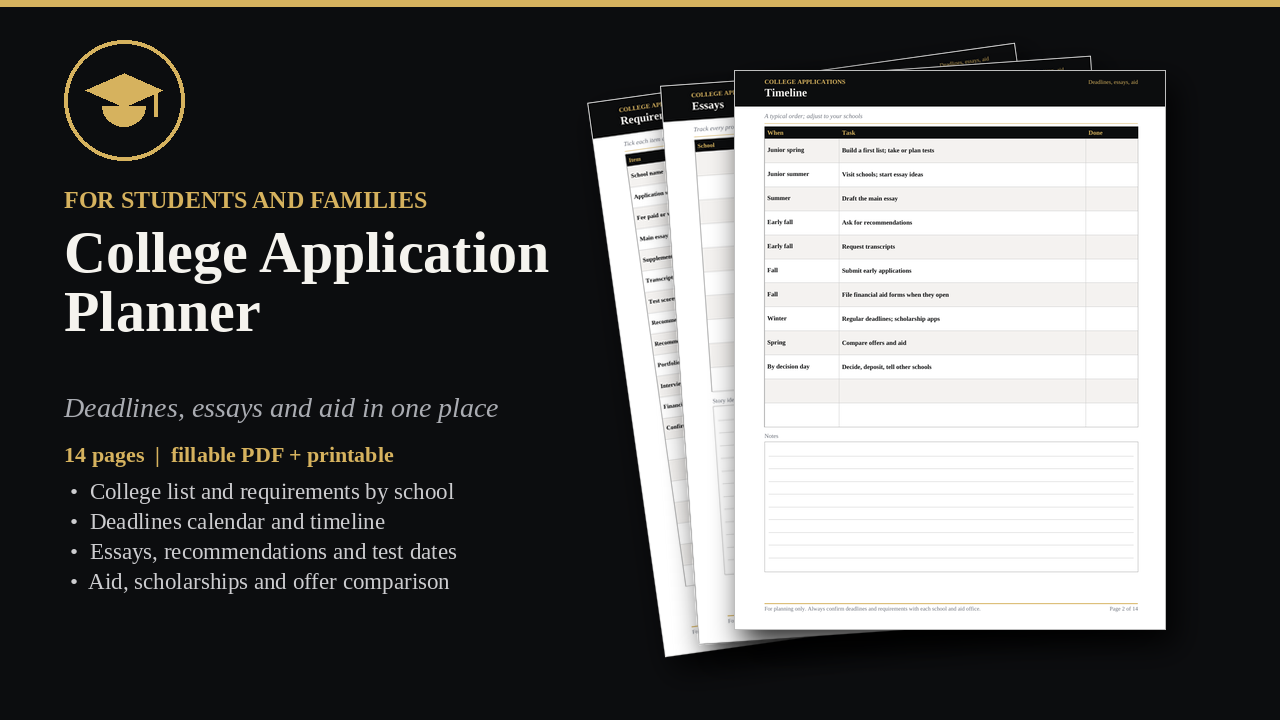 College Application Planner cover