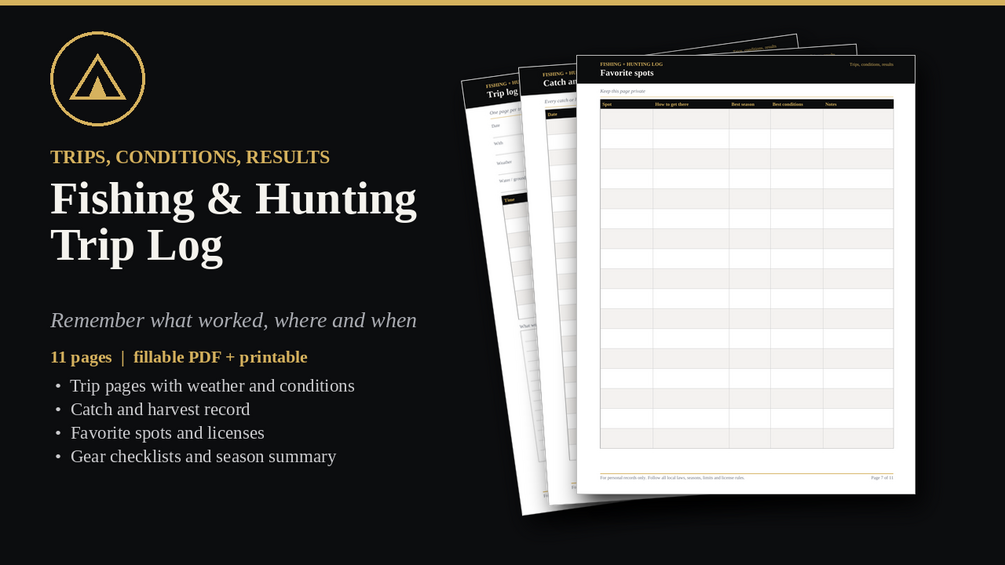 Fishing & Hunting Trip Log cover