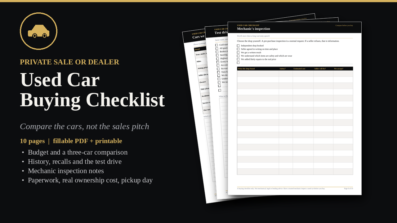 Used Car Buying Checklist cover